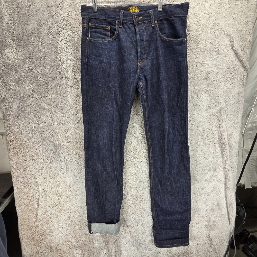 Brave Star Jeans Mens 34x36 Blue Selvedge Cone Denim Made In USA Button Fly Raw